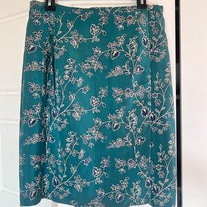 Charter Club Teal and Navy Floral A-Line Skirt